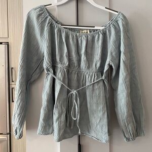 Listicle Light Blue Long Sleeve Blouse
